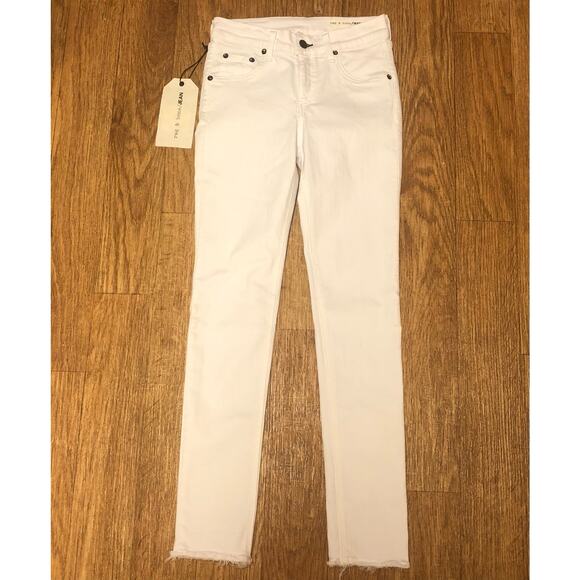 Rag & Bone White Blnc W/ Fray Capri Cropped Frayed Hemline Jeans Size 26 - Picture 5 of 14